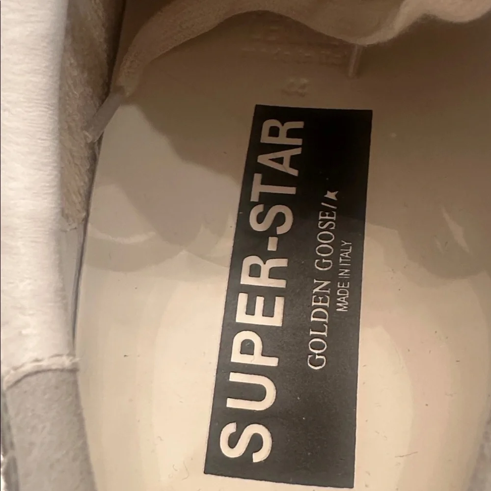 GG Collection Cream and Grey Gold Star Sneakers - Picture 4 of 8